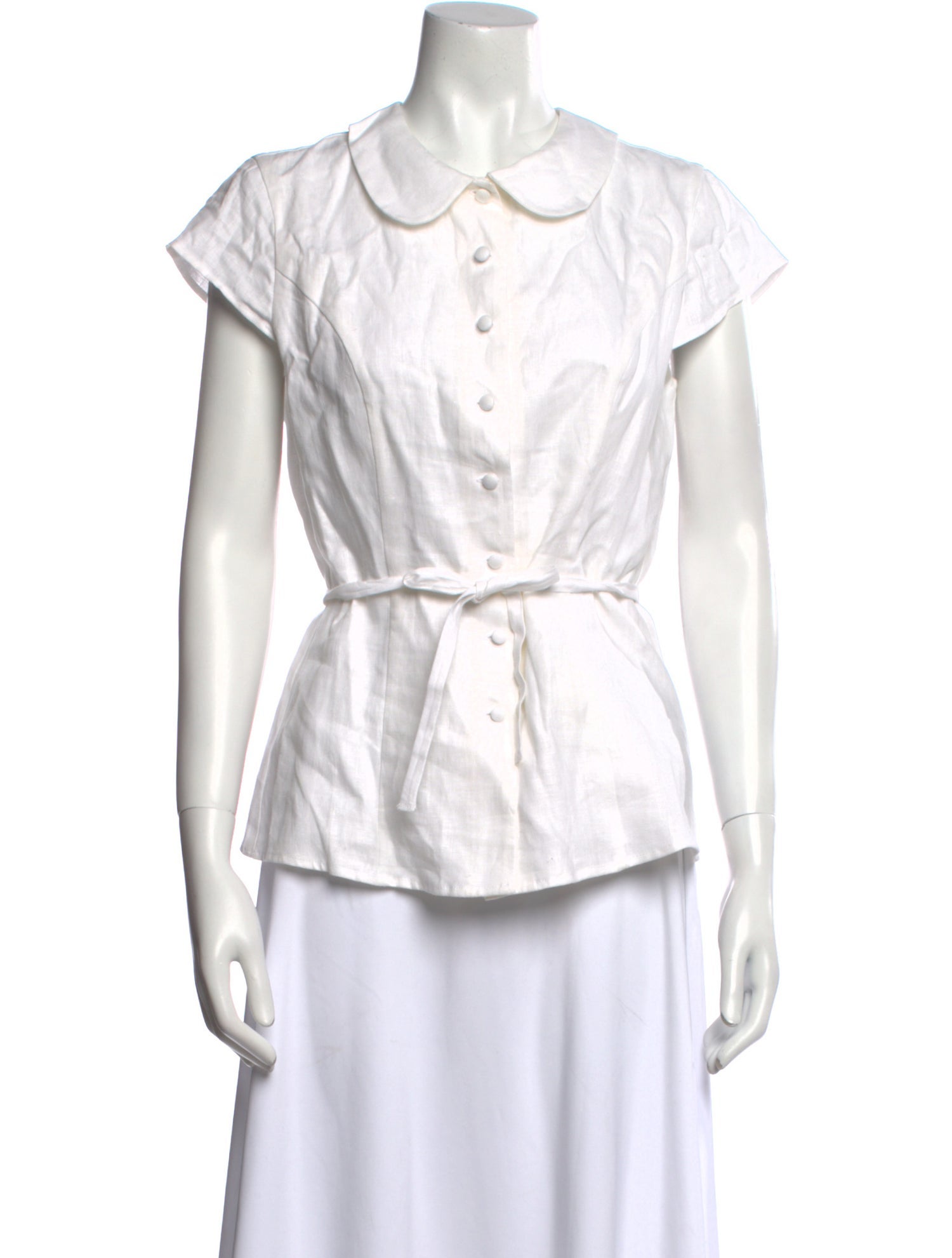 Reformation Linen Short Sleeve Button-Up Top