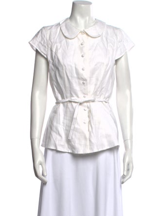 Reformation Linen Short Sleeve Button-Up Top