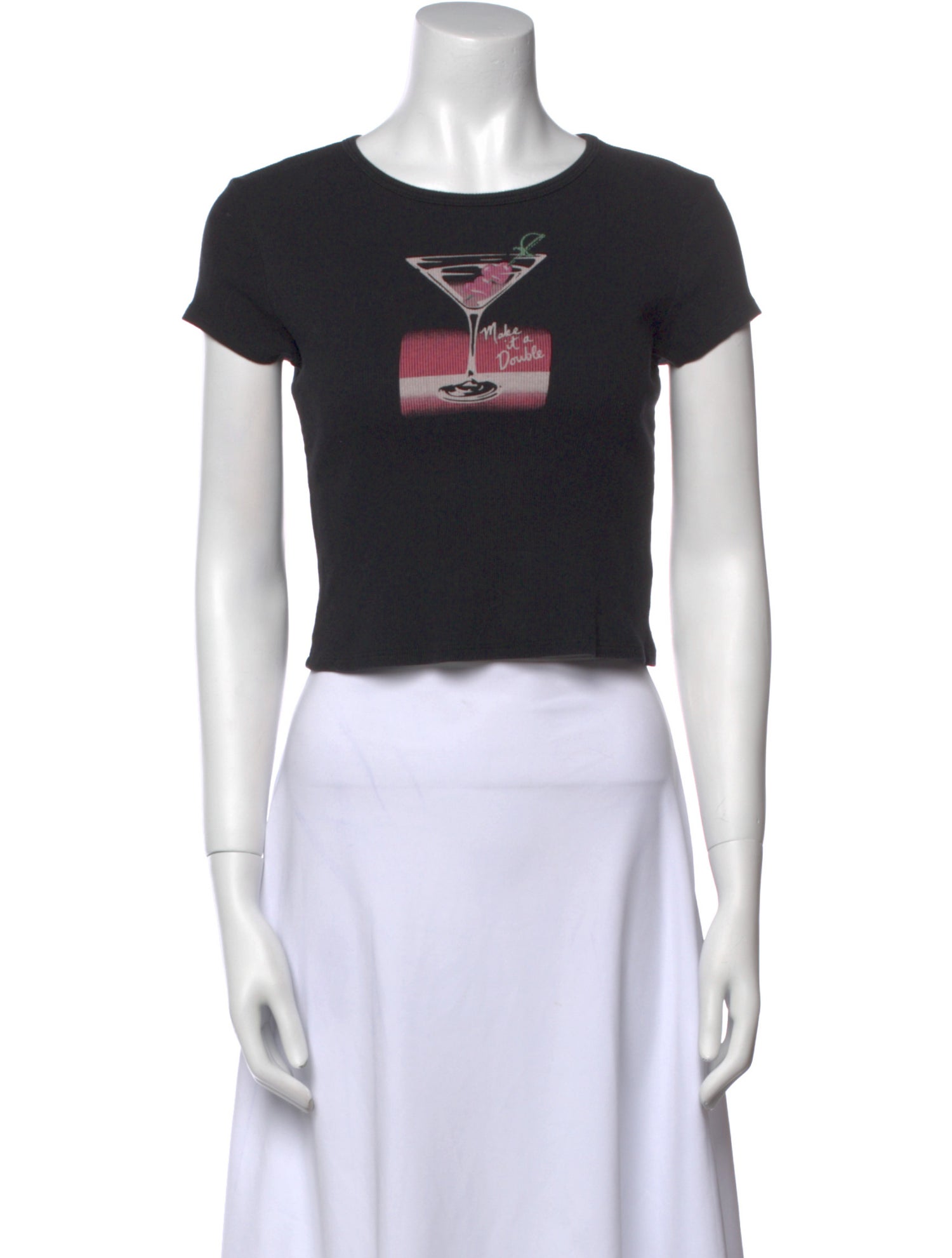 Reformation Graphic Print Crew Neck Crop Top