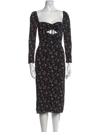Reformation Floral Print Knee-Length Dress
