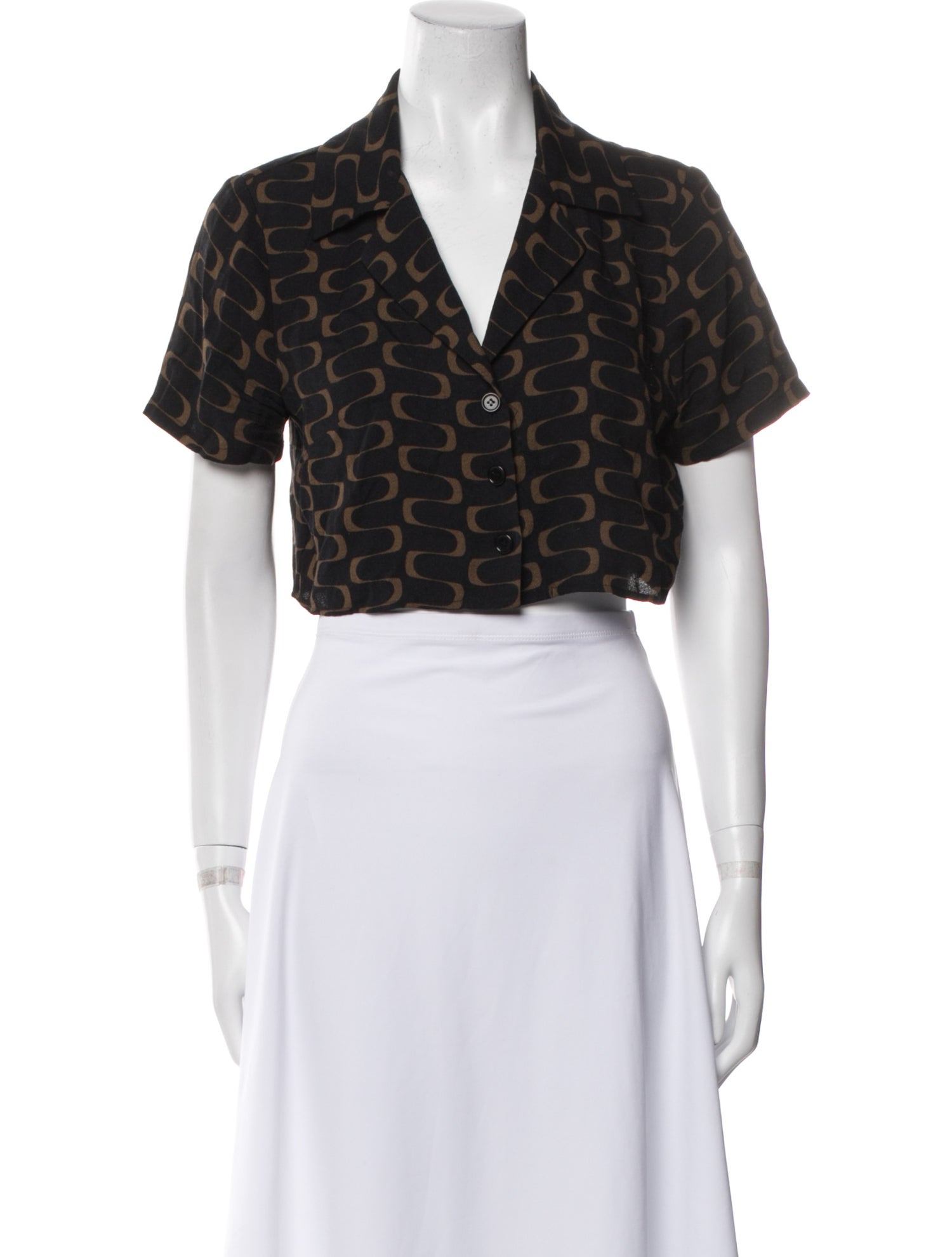 Reformation Animal Print V-Neck Crop Top