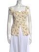 Reformation Floral Print Square Neckline Blouse