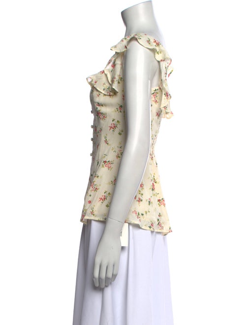 Reformation Floral Print Square Neckline Blouse