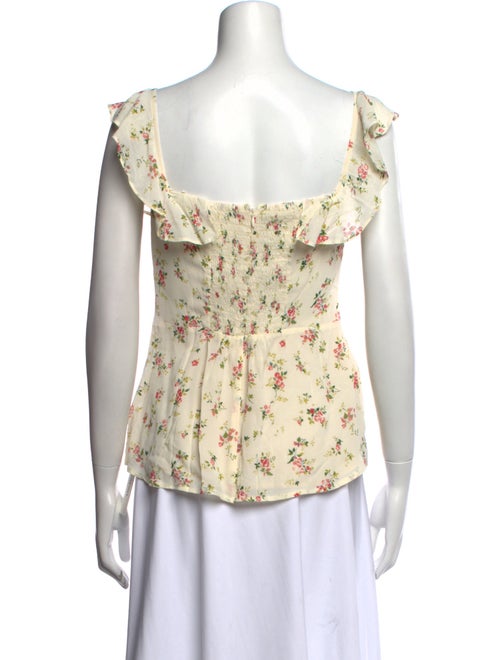 Reformation Floral Print Square Neckline Blouse