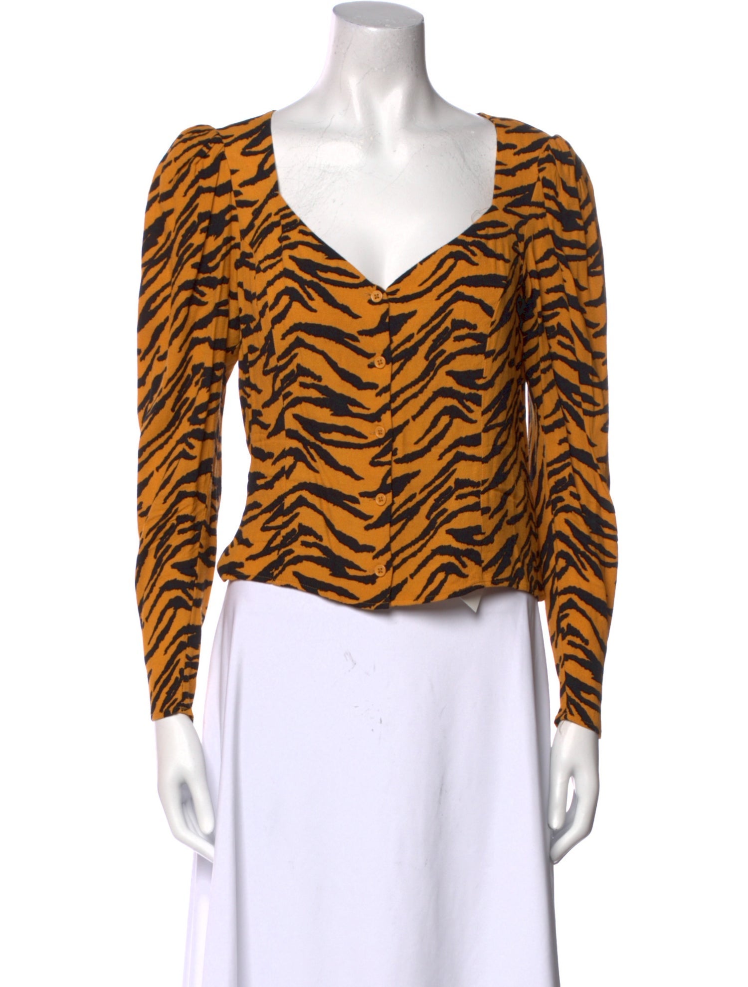 Reformation Animal Print V-Neck Top