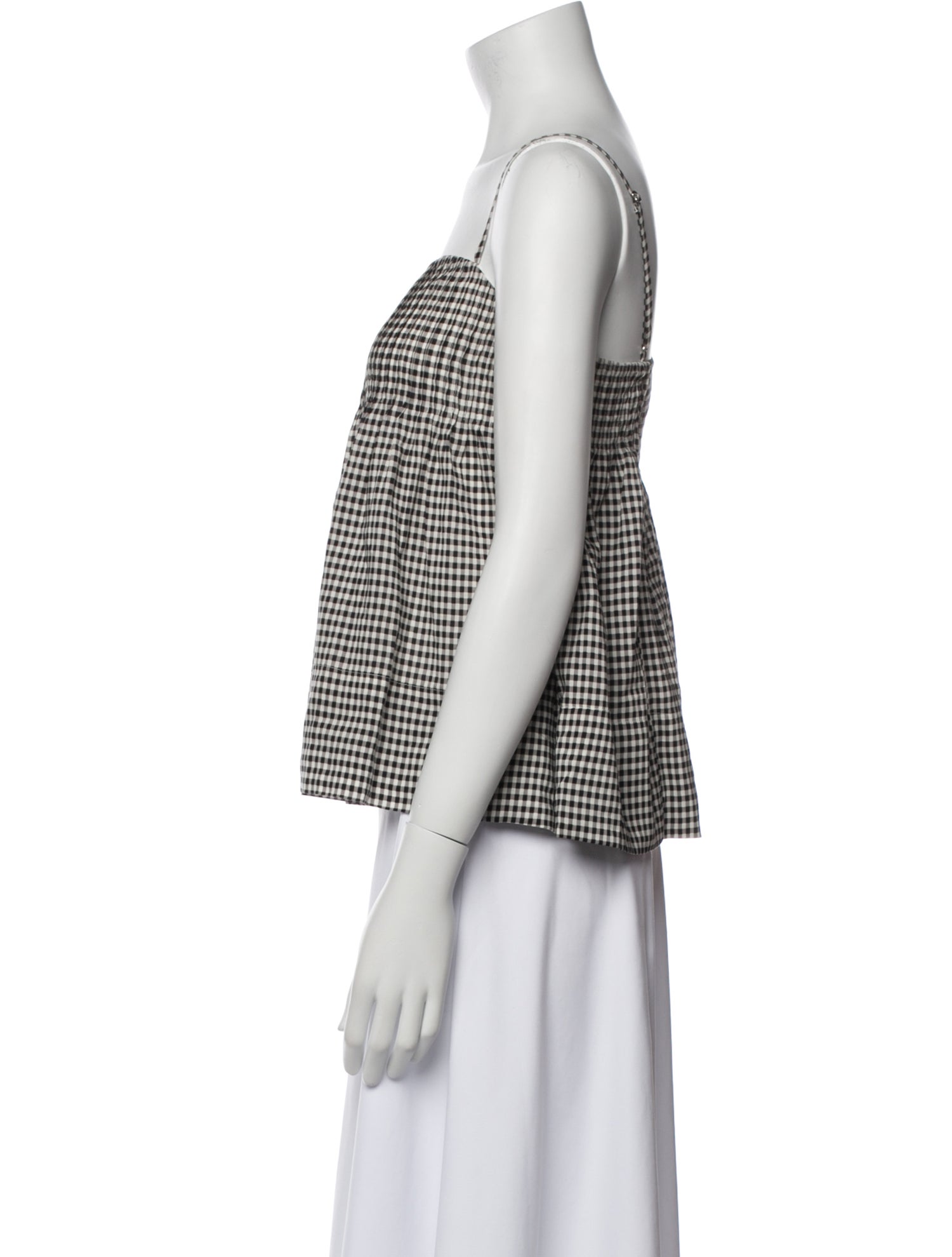 Reformation Plaid Print Square Neckline Crop Top