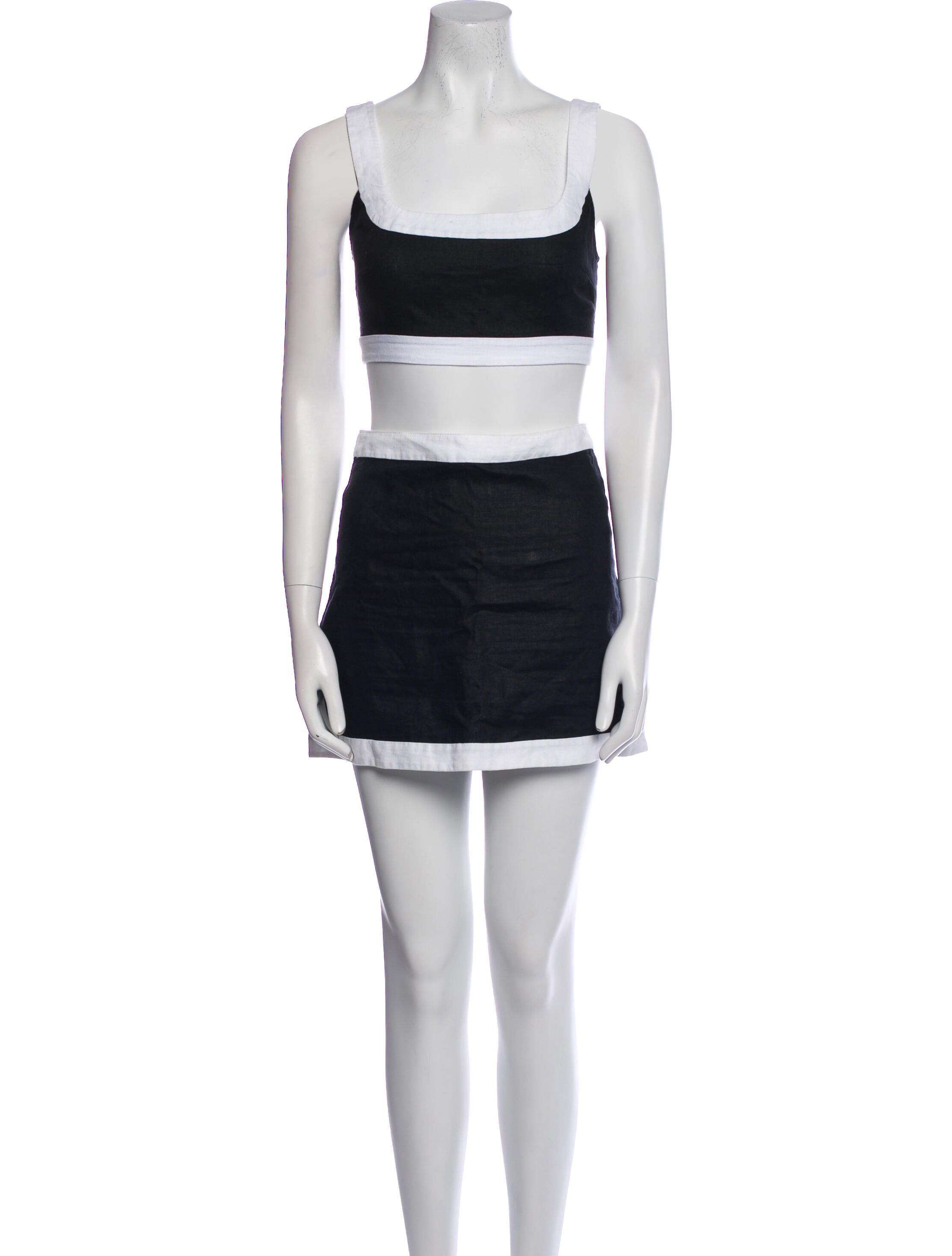 Reformation Linen Colorblock Pattern Skirt Set