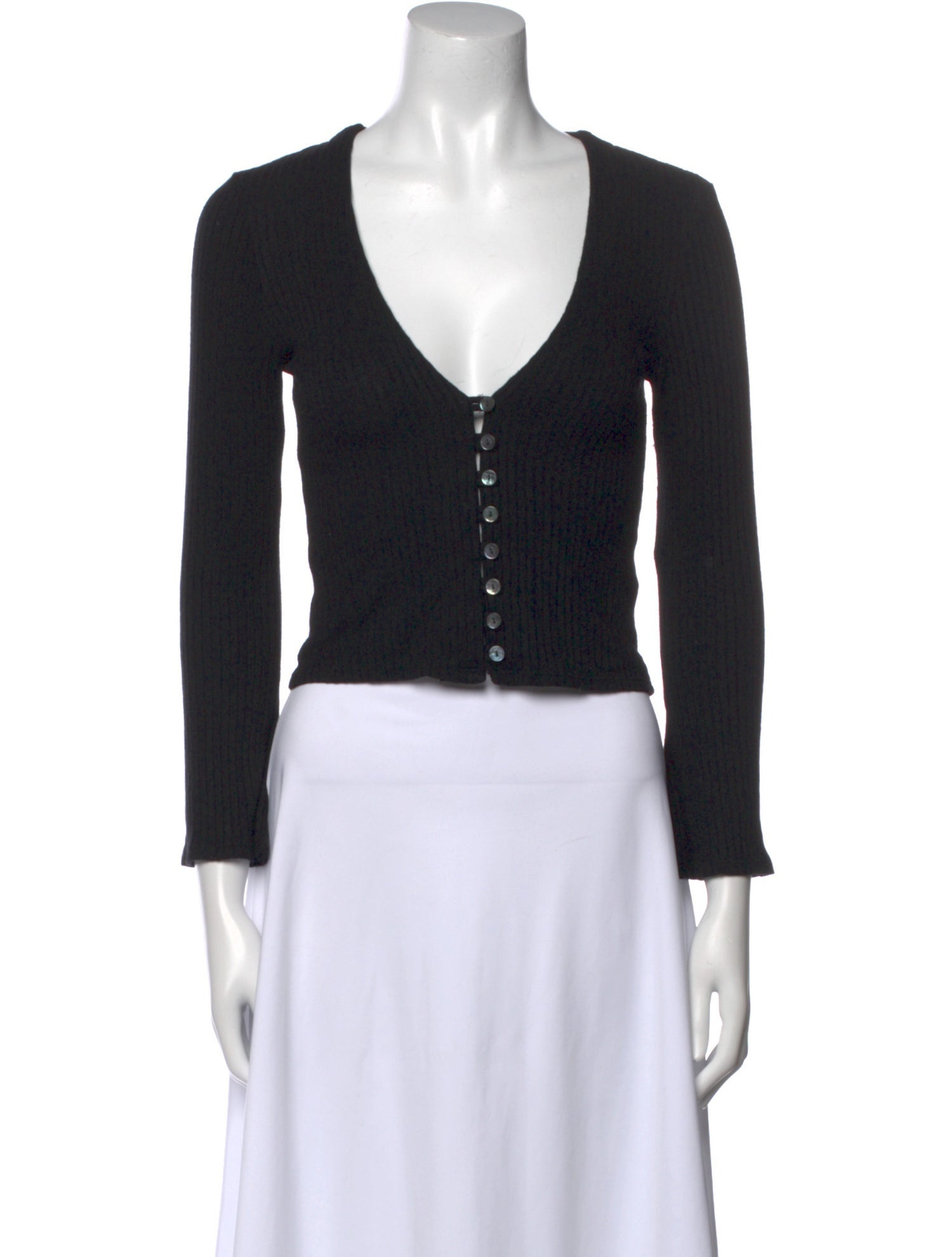 Reformation V-Neck Long Sleeve Crop Top