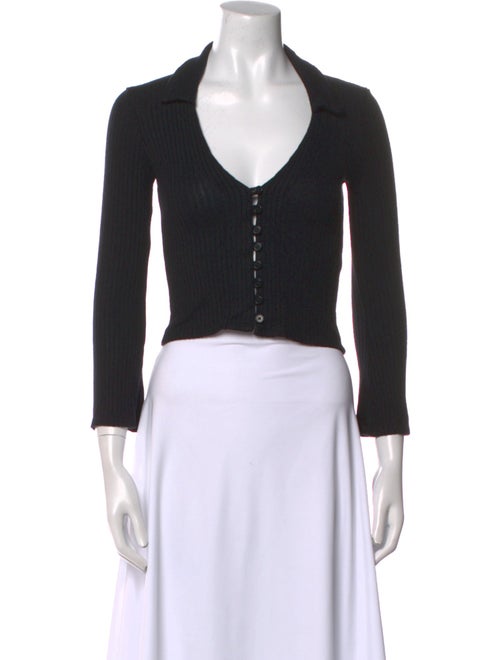 Reformation V-Neck Three-Quarter Sleeve Crop Top