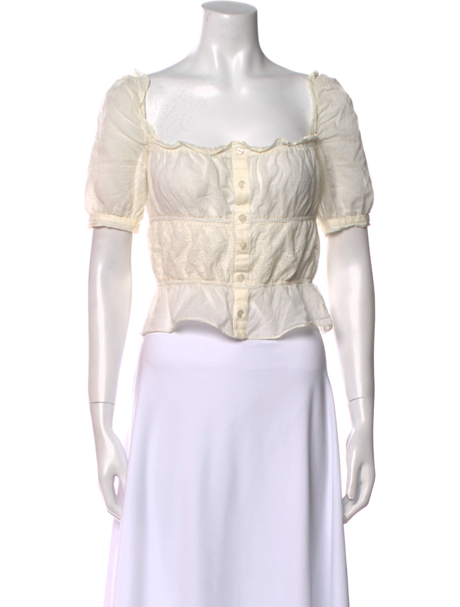 Reformation Square Neckline Short Sleeve Crop Top