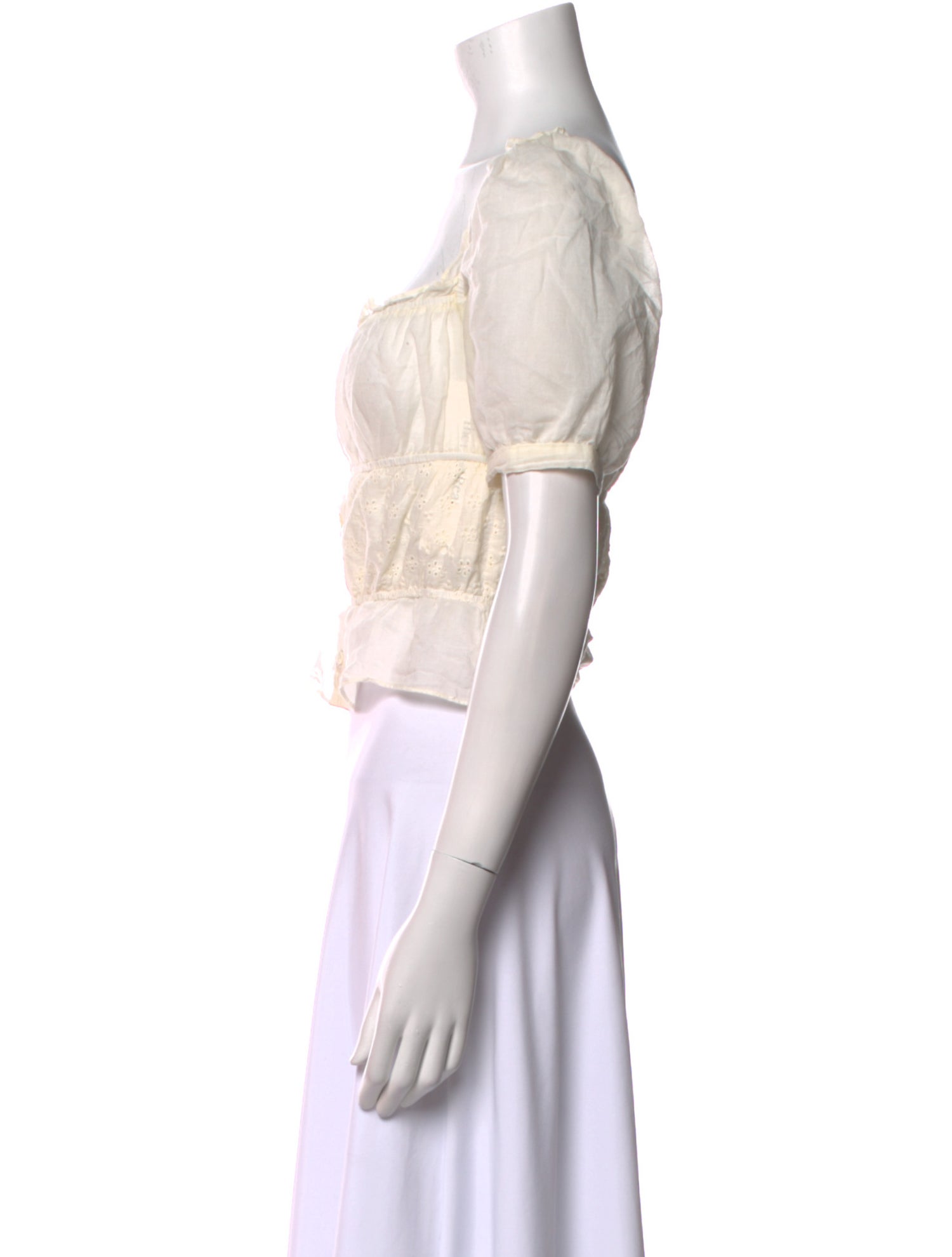 Reformation Square Neckline Short Sleeve Crop Top