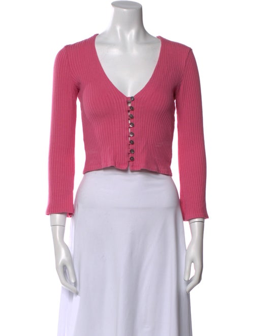 Reformation V-Neck Three-Quarter Sleeve Crop Top