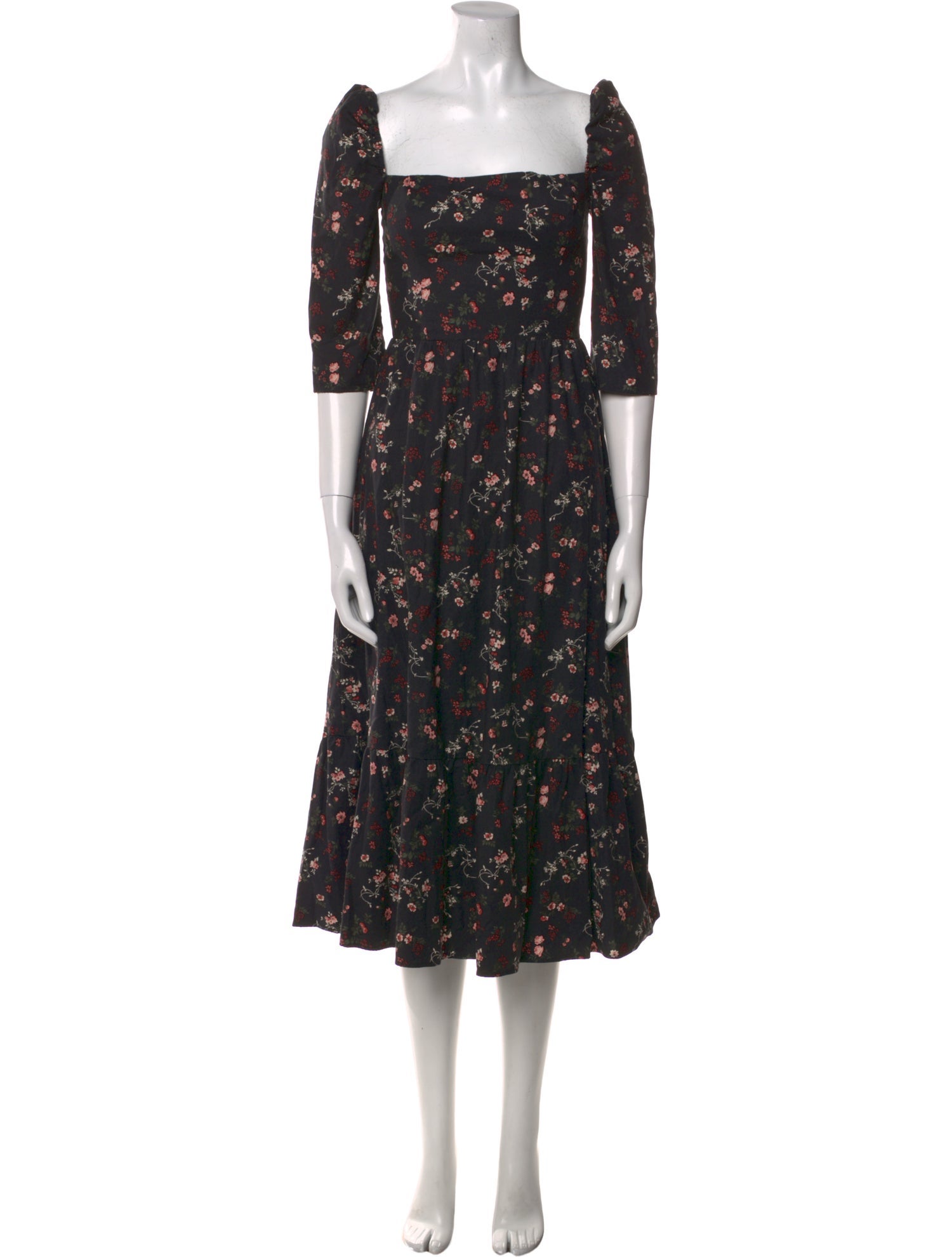 Reformation Floral Print Midi Length Dress