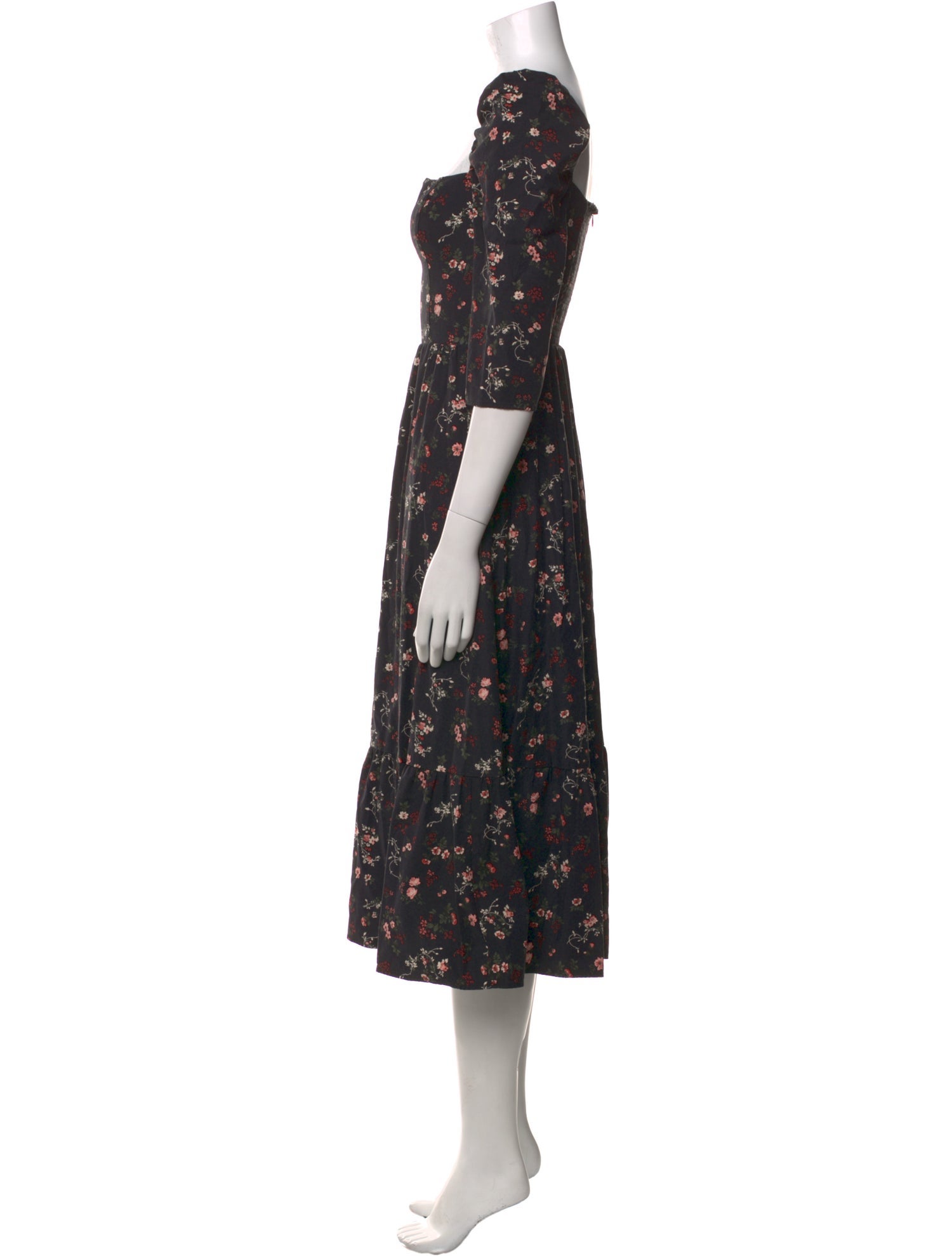 Reformation Floral Print Midi Length Dress