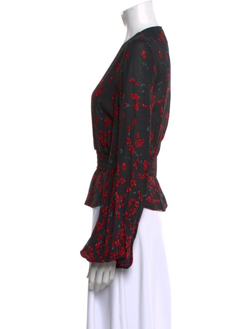 Reformation Floral Print V-Neck Blouse