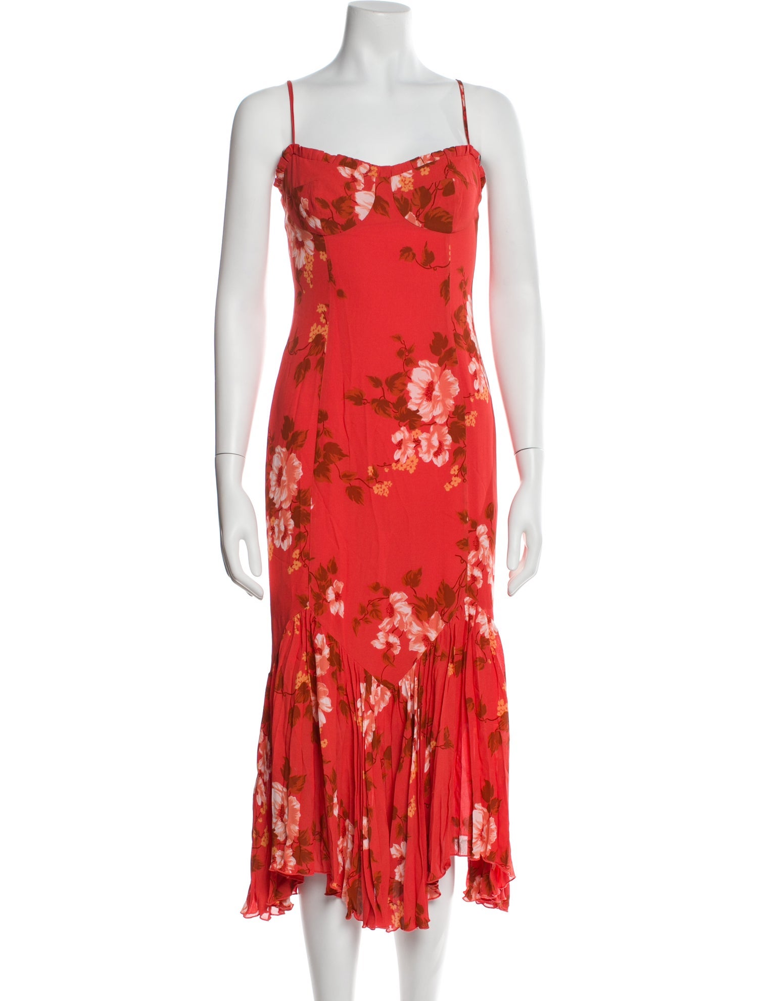 Reformation Floral Print Midi Length Dress