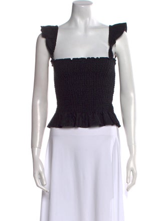 Reformation Linen Square Neckline Crop Top