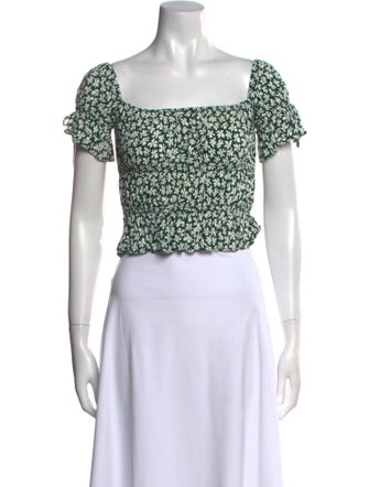 Reformation Floral Print Square Neckline Crop Top