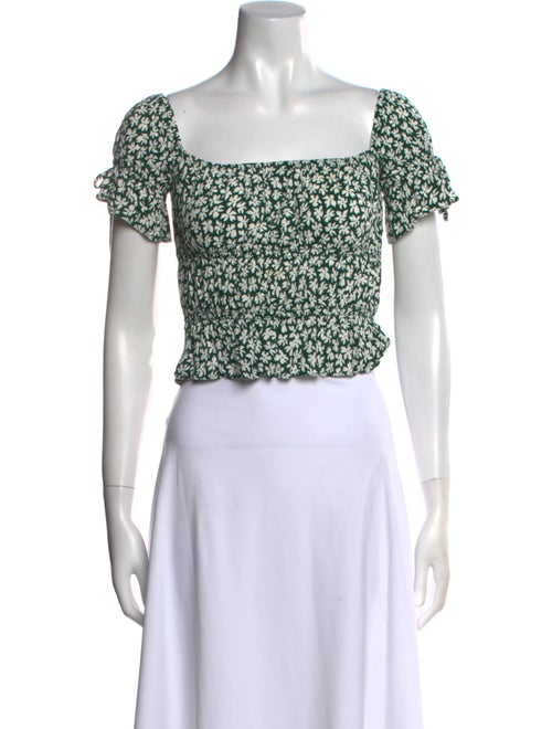 Reformation Floral Print Square Neckline Crop Top