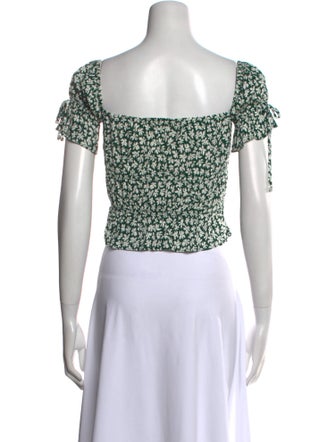 Reformation Floral Print Square Neckline Crop Top