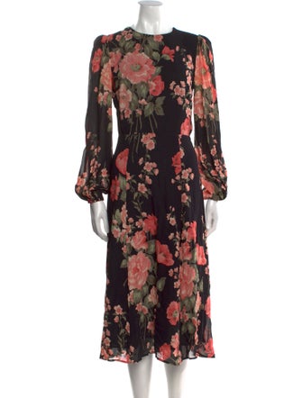 Reformation Floral Print Midi Length Dress