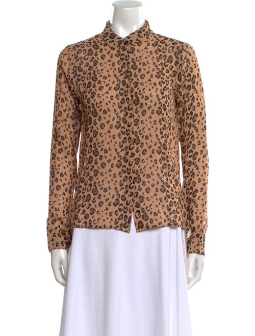 Reformation Animal Print Long Sleeve Button-Up Top