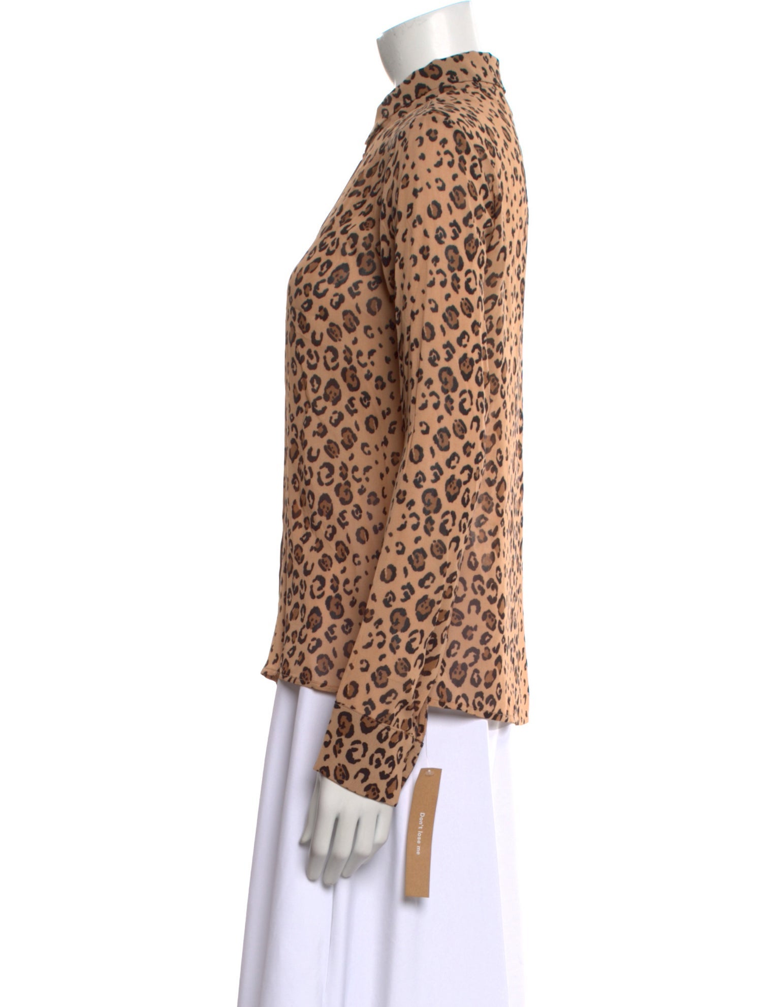 Reformation Animal Print Long Sleeve Button-Up Top