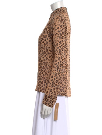 Reformation Animal Print Long Sleeve Button-Up Top