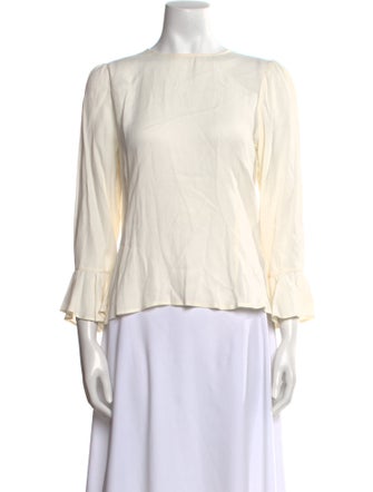 Reformation Bateau Neckline Three-Quarter Sleeve Blouse