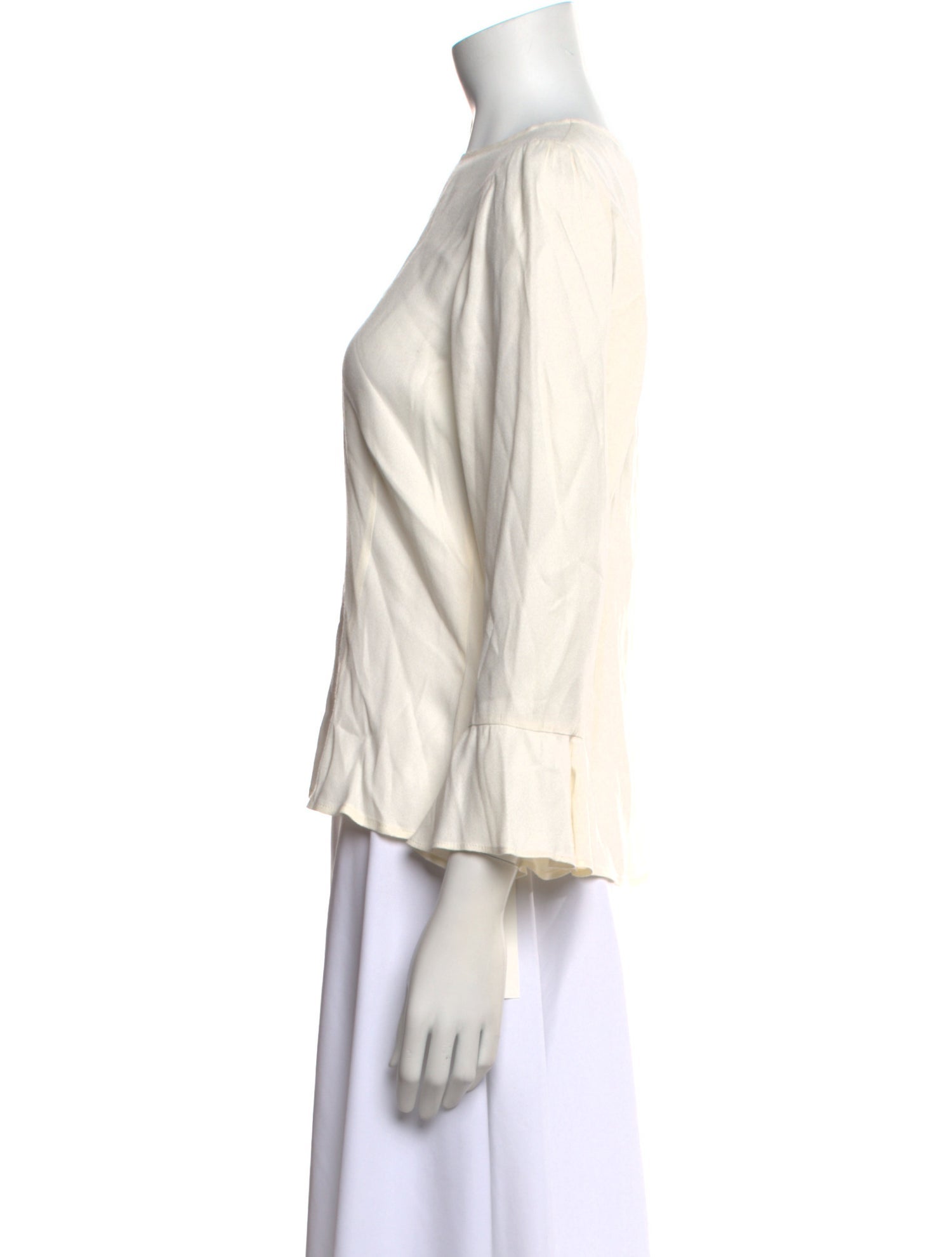 Reformation Bateau Neckline Three-Quarter Sleeve Blouse