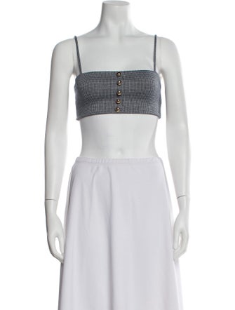 Reformation Houndstooth Print Square Neckline Crop Top