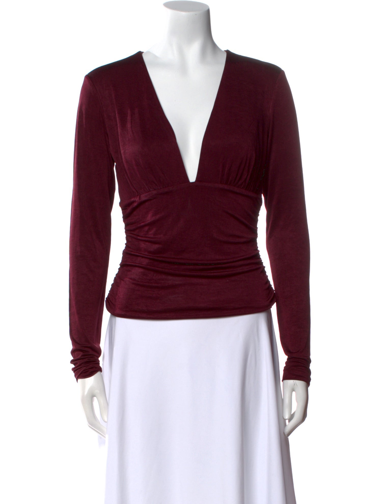 Reformation V-Neck Long Sleeve Crop Top