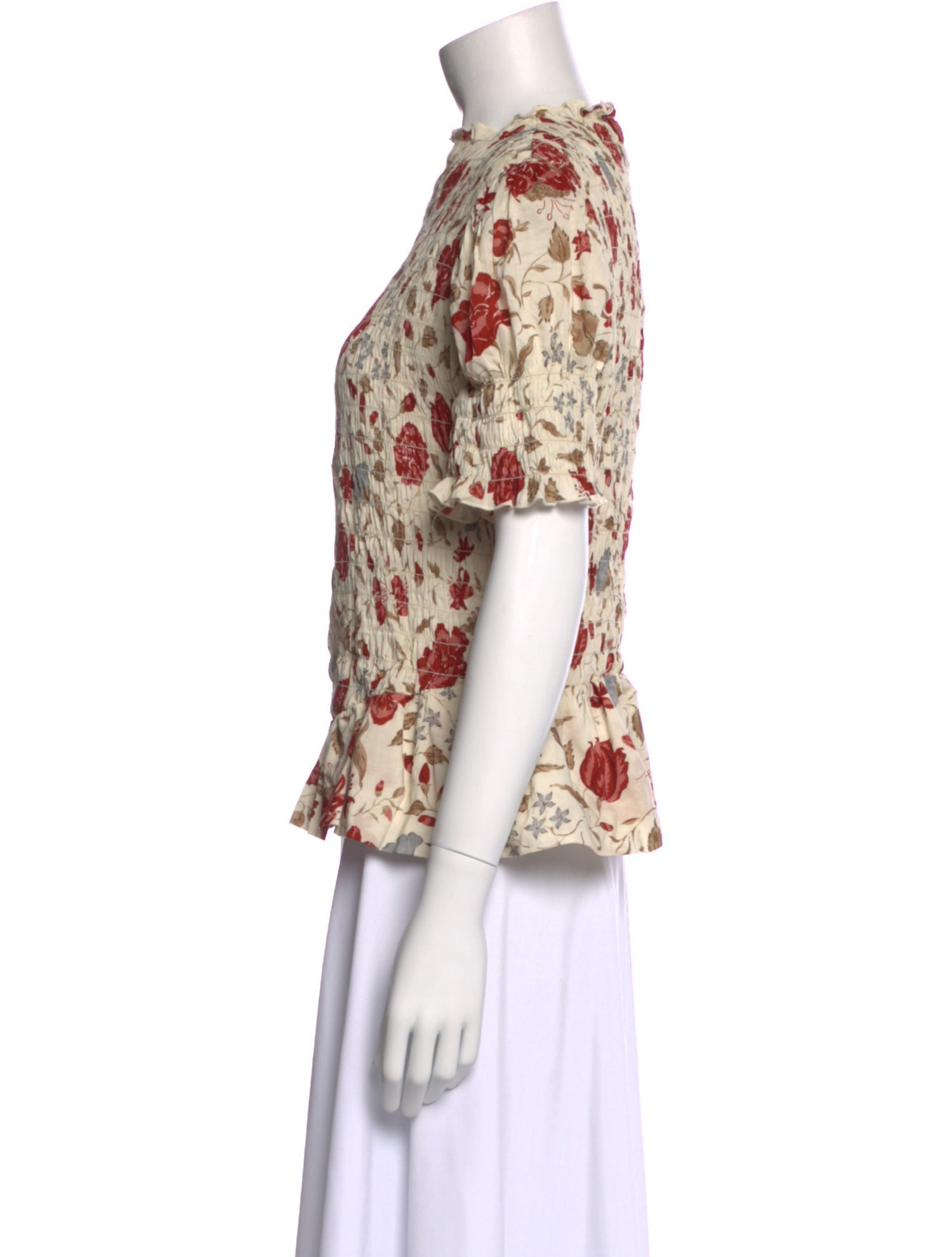 Reformation Floral Print Crew Neck Blouse