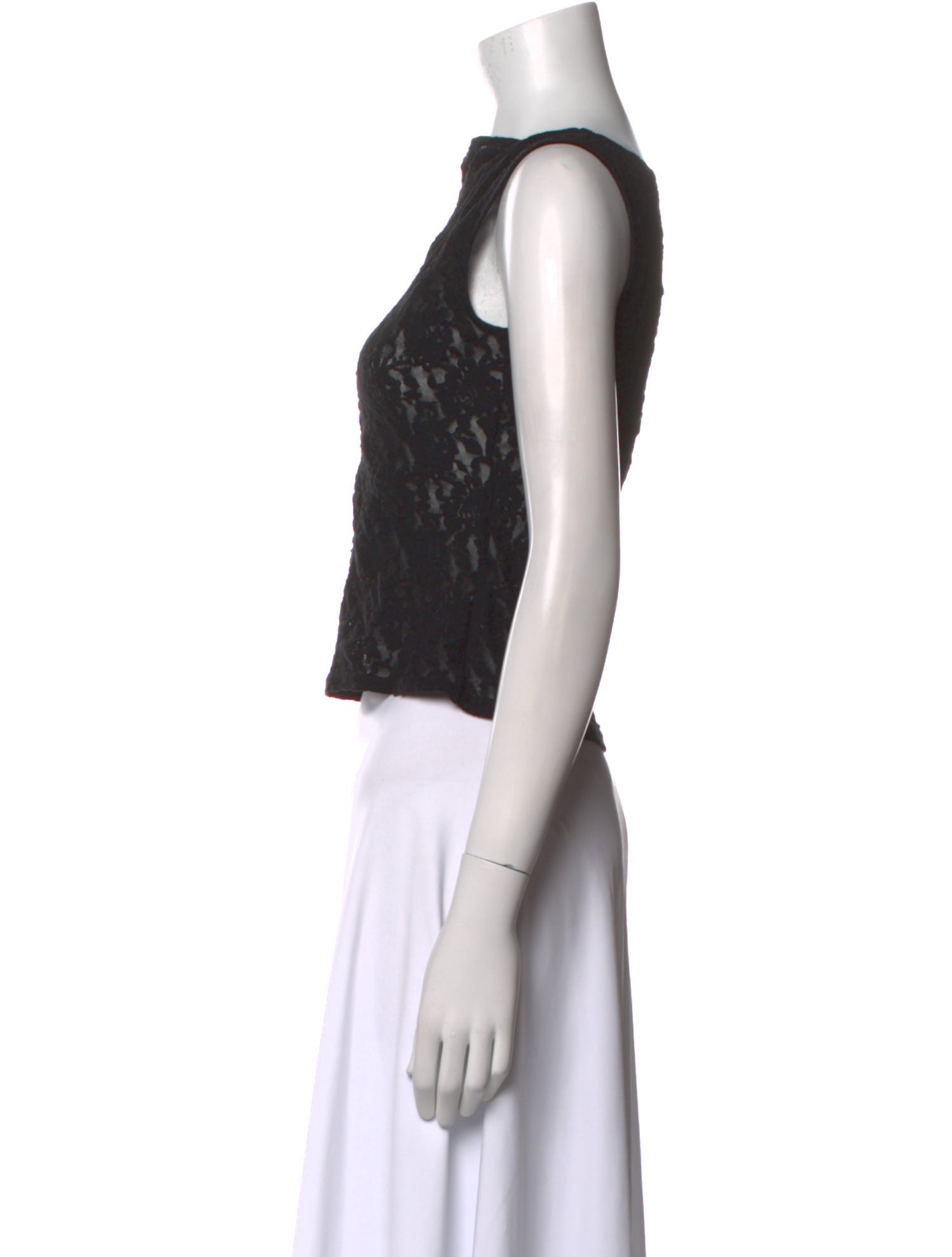 Reformation Lace Pattern Bateau Neckline Crop Top