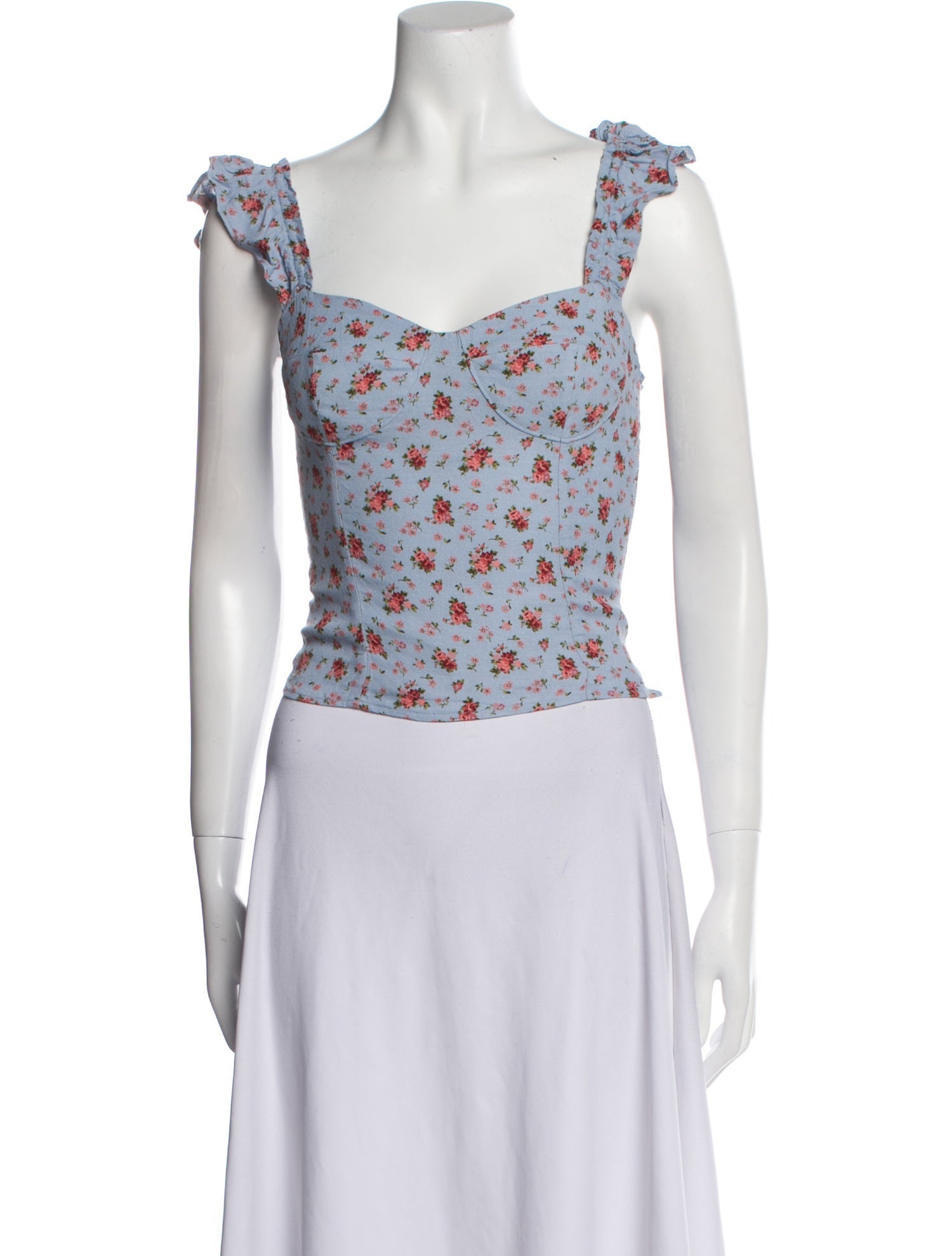 Reformation Floral Print Square Neckline Crop Top