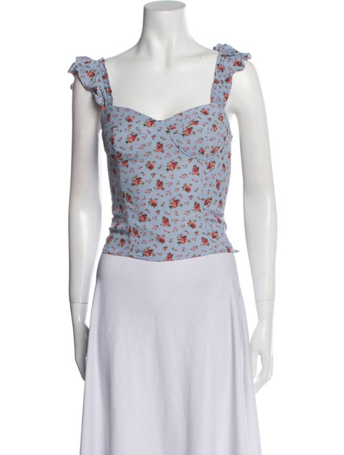 Reformation Floral Print Square Neckline Crop Top