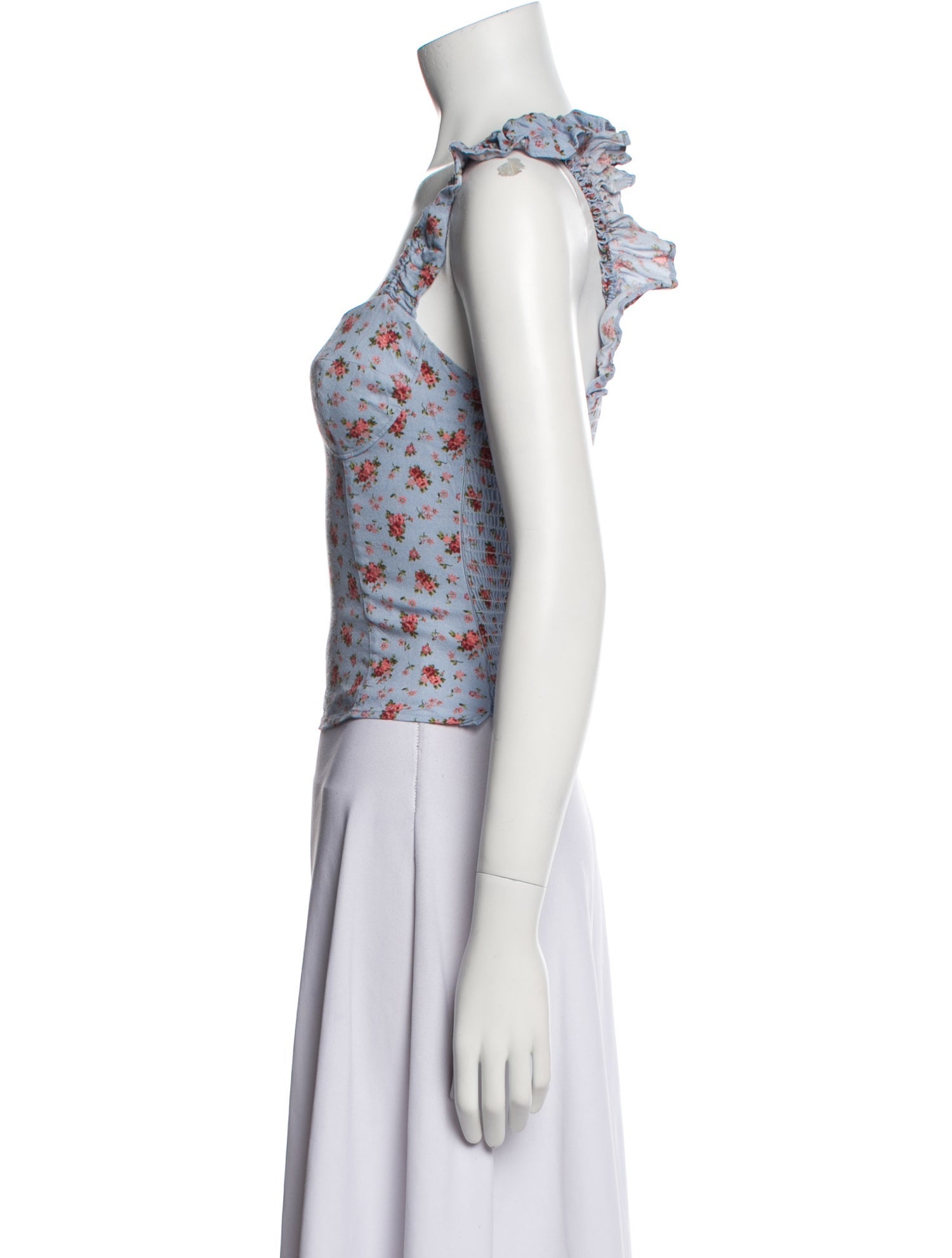 Reformation Floral Print Square Neckline Crop Top