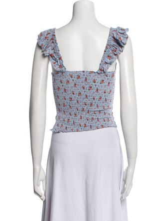 Reformation Floral Print Square Neckline Crop Top