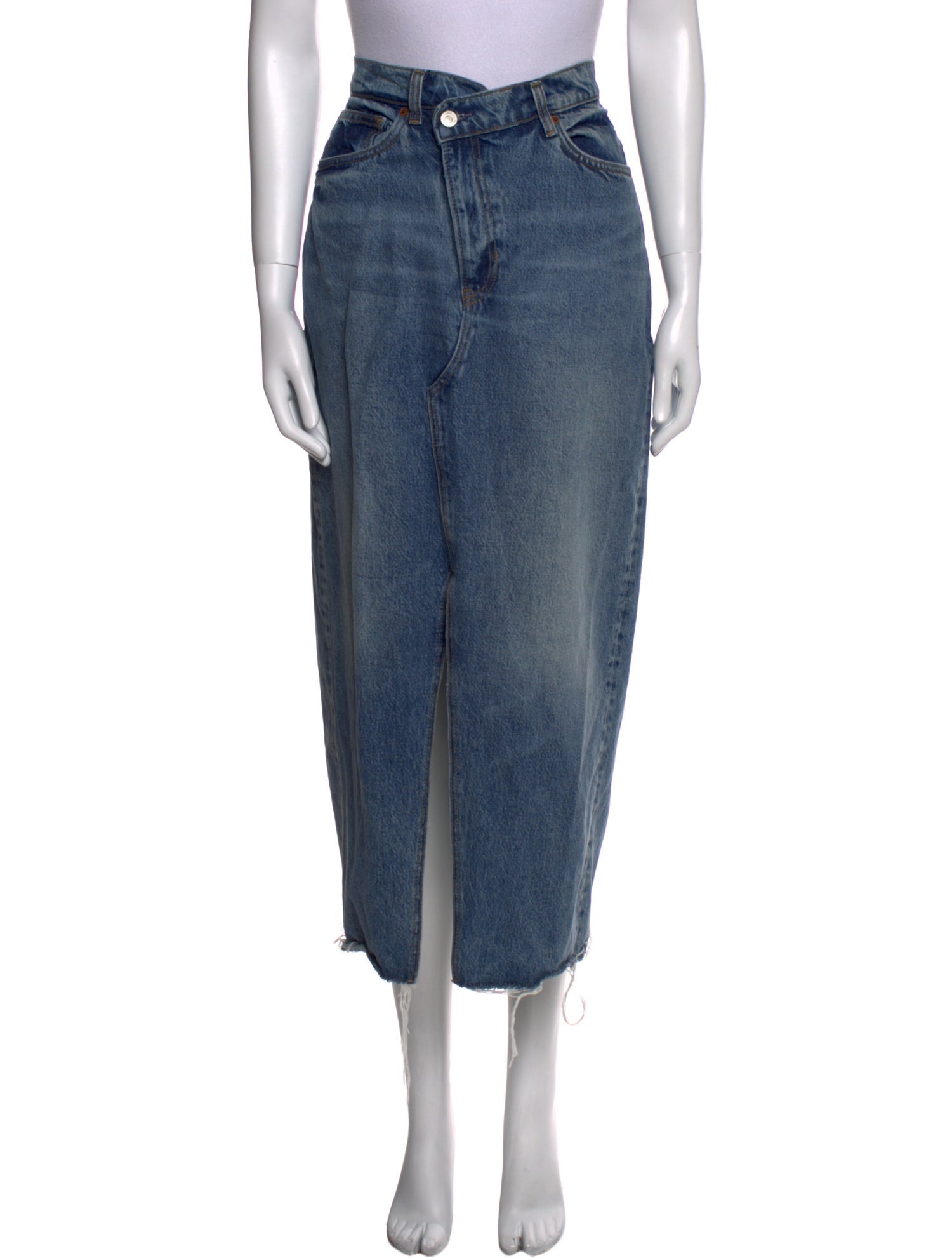 Reformation Raw-Edge Trim Midi Length Skirt