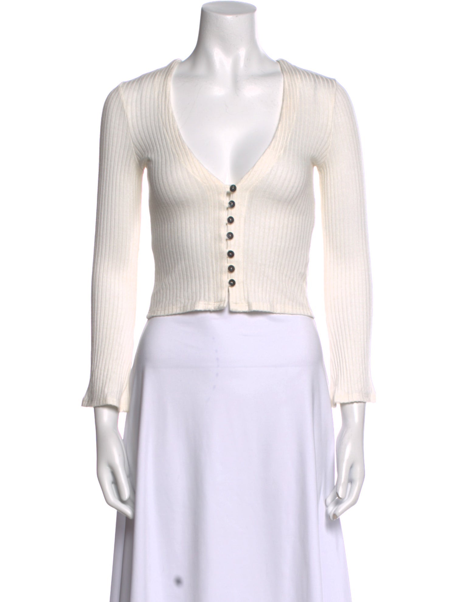 Reformation V-Neck Long Sleeve Crop Top