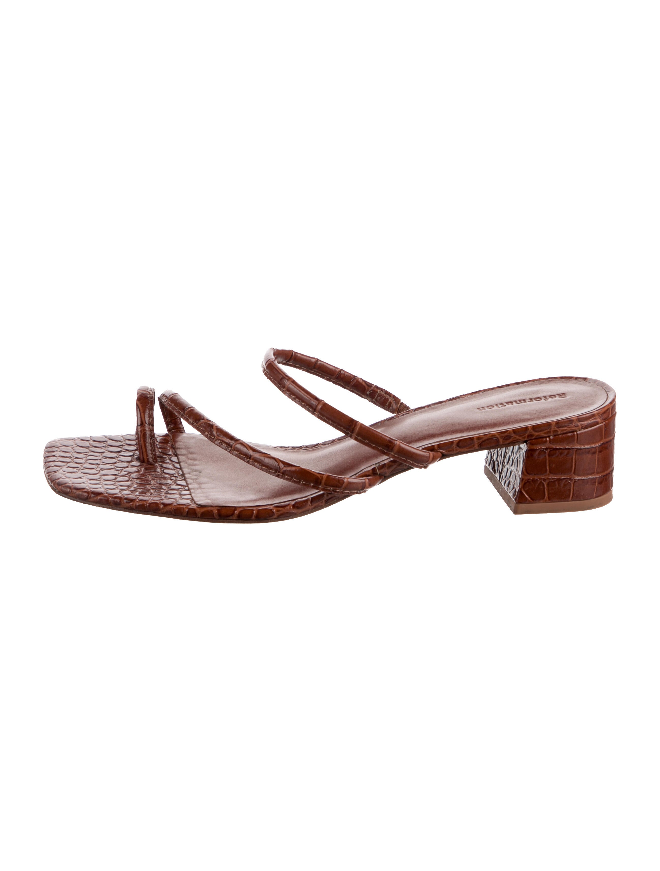 Reformation Embossed Leather Slides