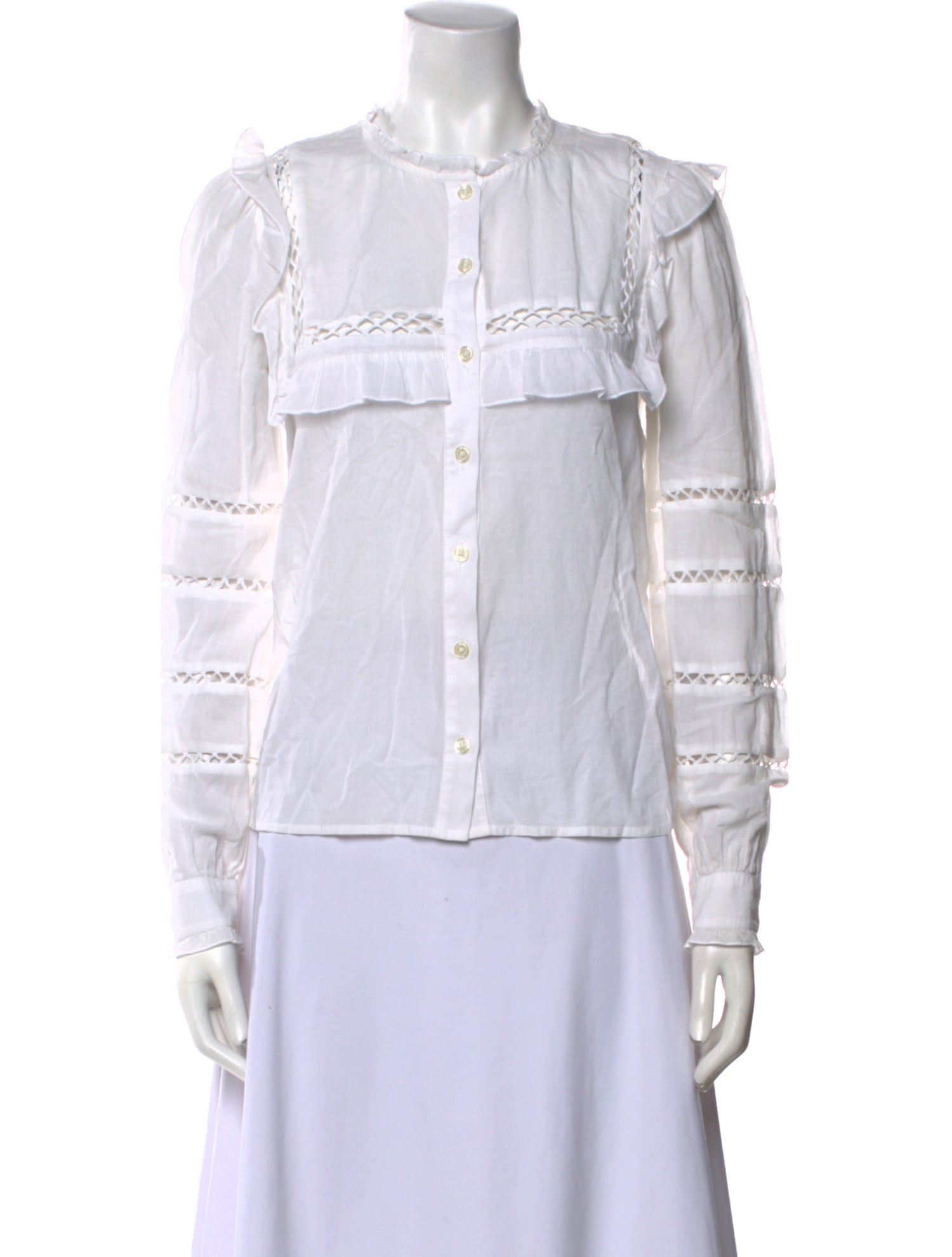 Reformation Mock Neck Long Sleeve Button-Up Top