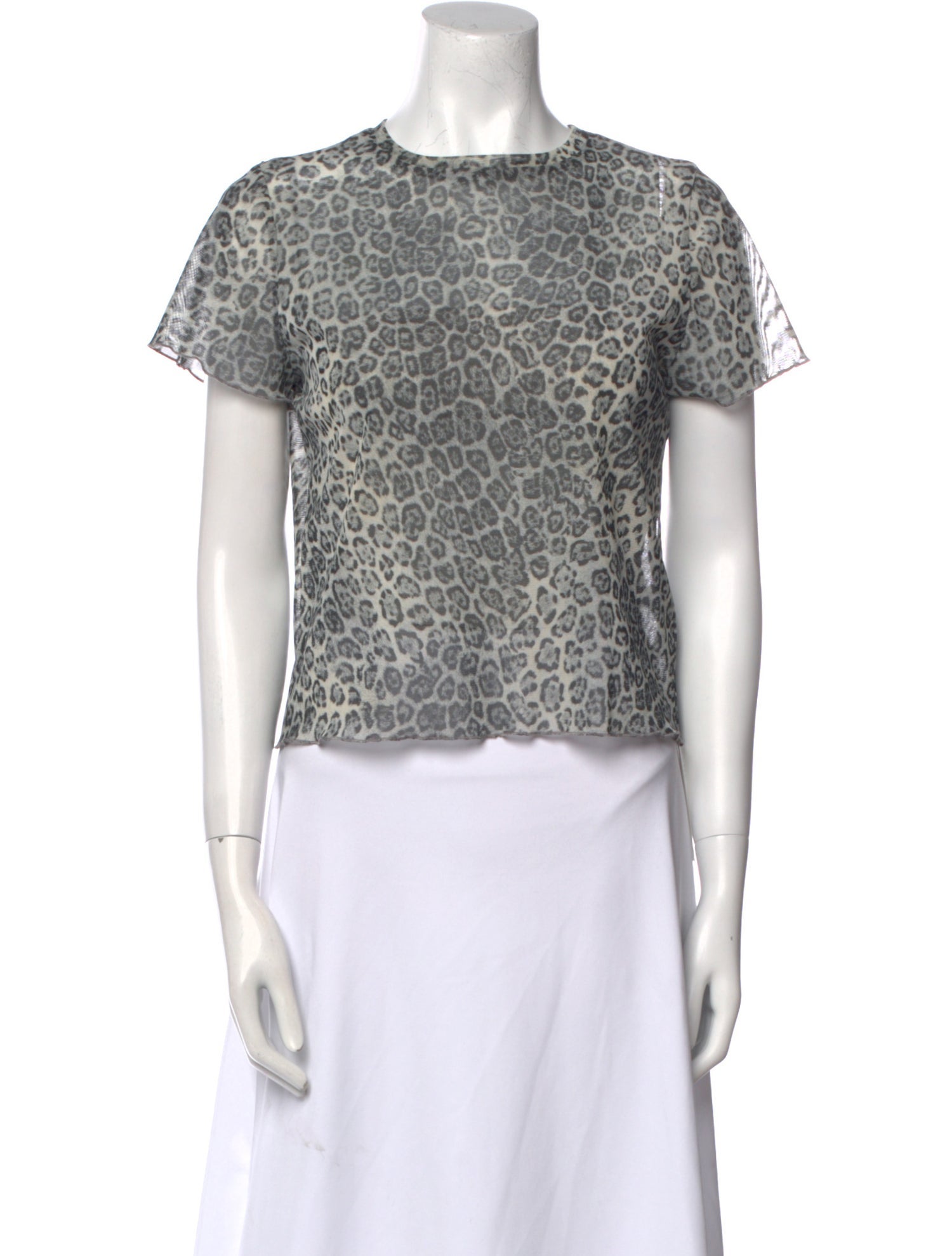 Reformation Animal Print Crew Neck Crop Top