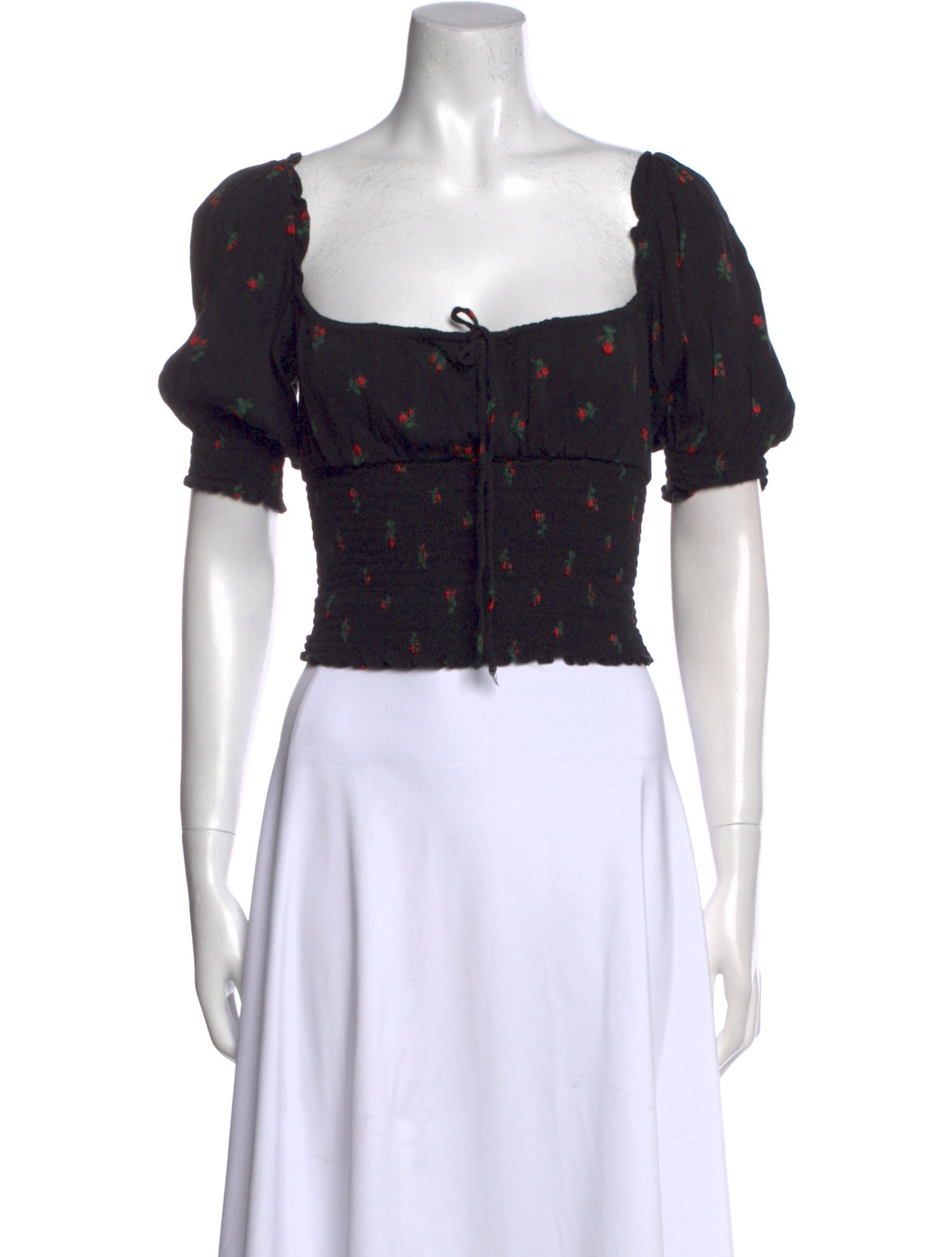 Reformation Floral Print Square Neckline Crop Top