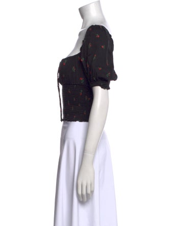 Reformation Floral Print Square Neckline Crop Top