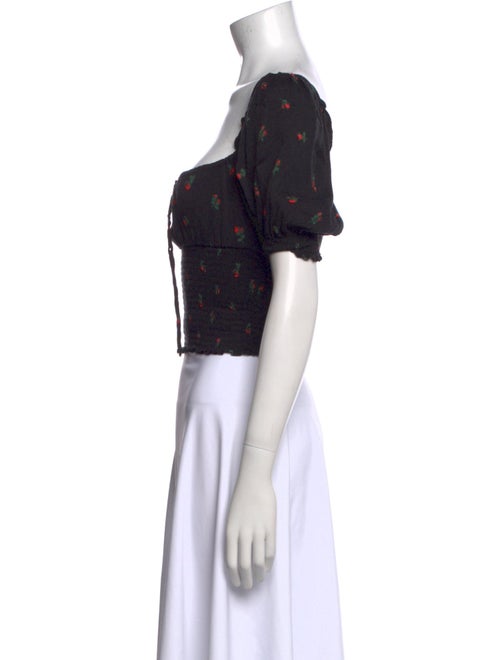 Reformation Floral Print Square Neckline Crop Top