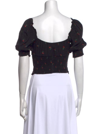 Reformation Floral Print Square Neckline Crop Top