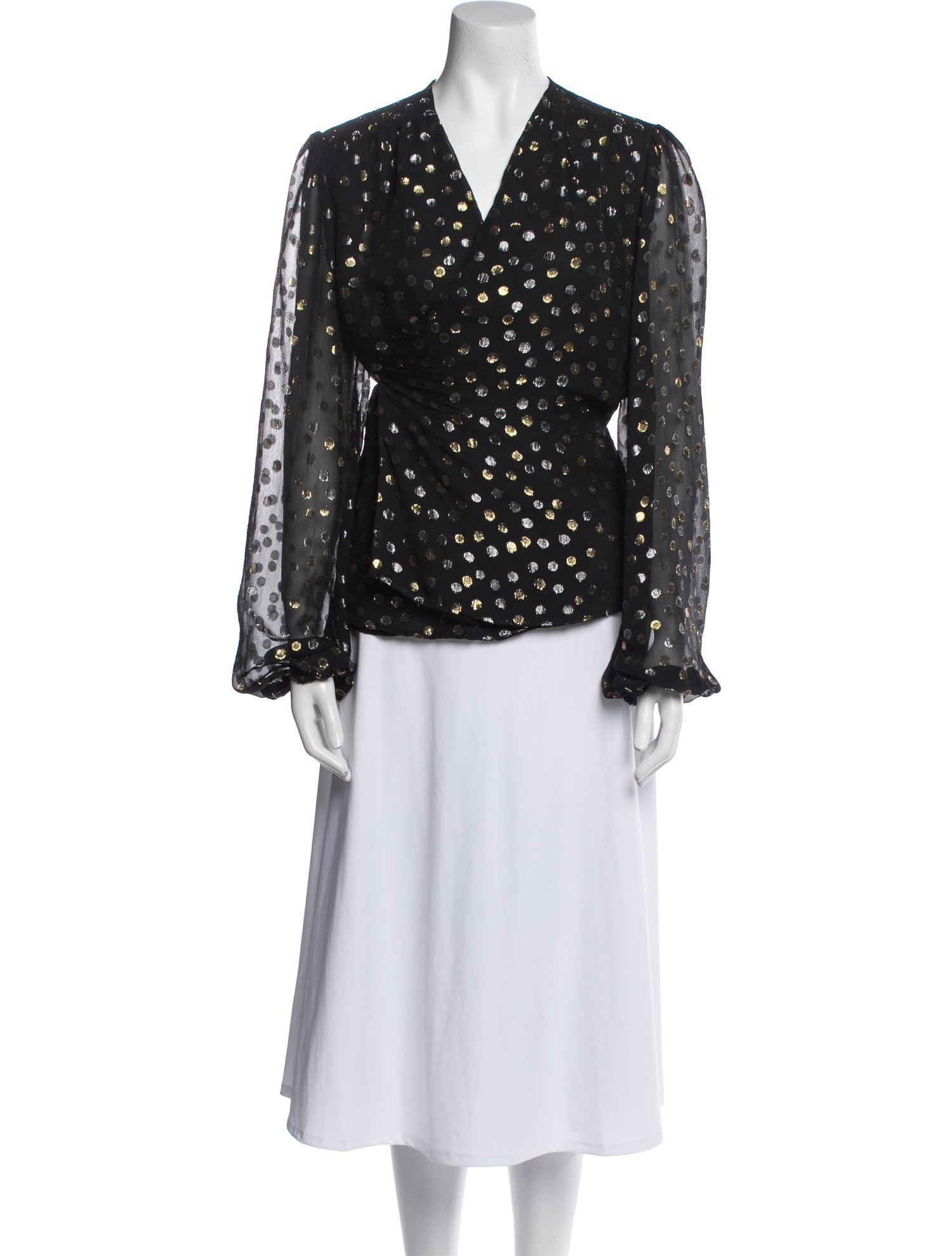 Reformation Polka Dot Print V-Neck Blouse