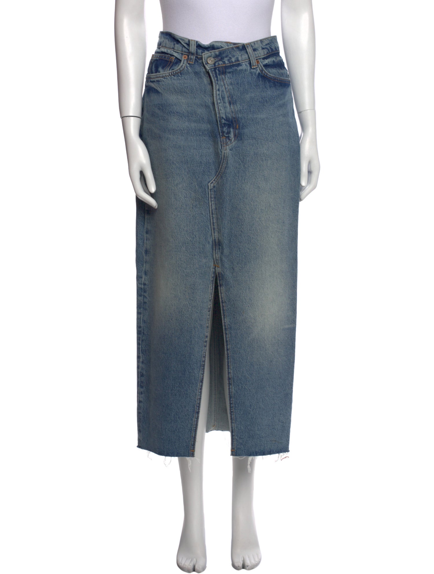 Reformation Distressed Accents Midi Length Skirt