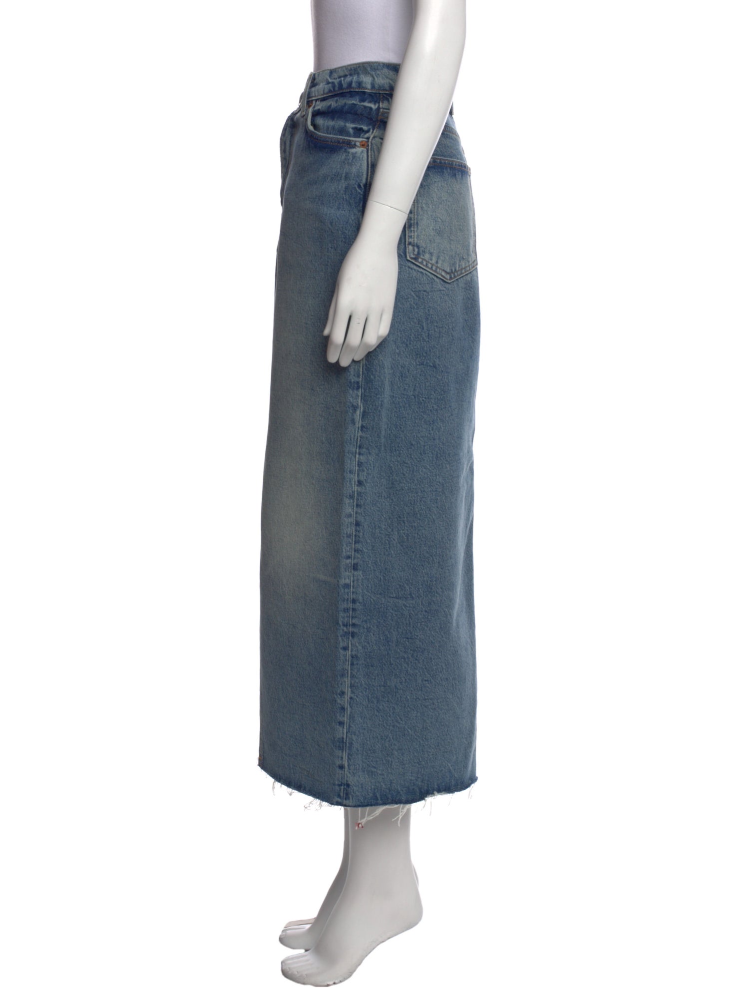 Reformation Distressed Accents Midi Length Skirt